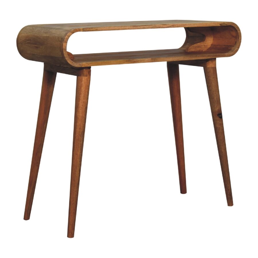Wooden designer stool on white background.