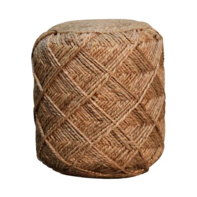Twine-wrapped stool on white background