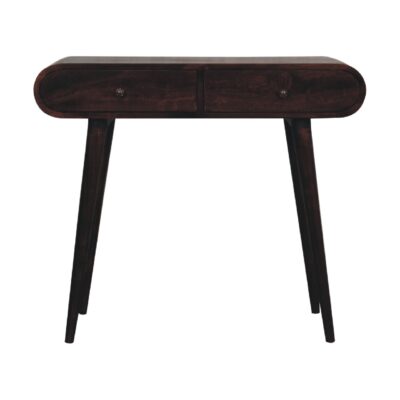 Mesa consola vintage de madera con cajones.