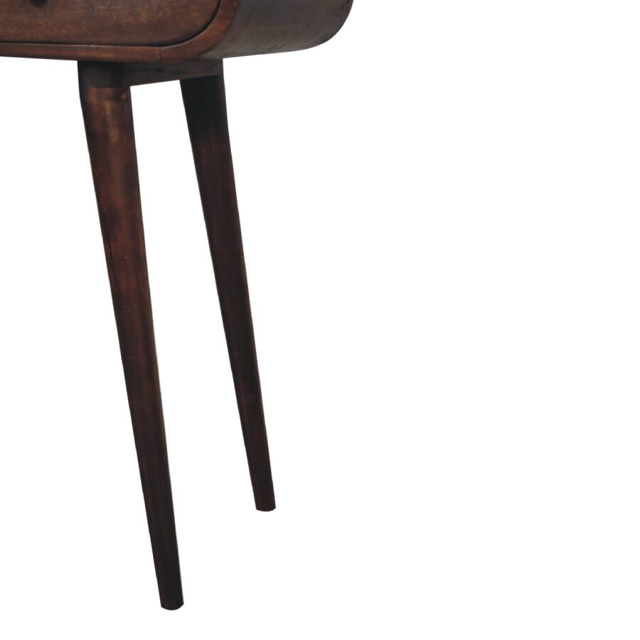 Walnut mid-century modern chair leg detail