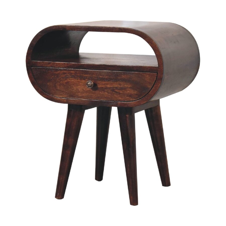 Vintage wooden bedside table with drawer.