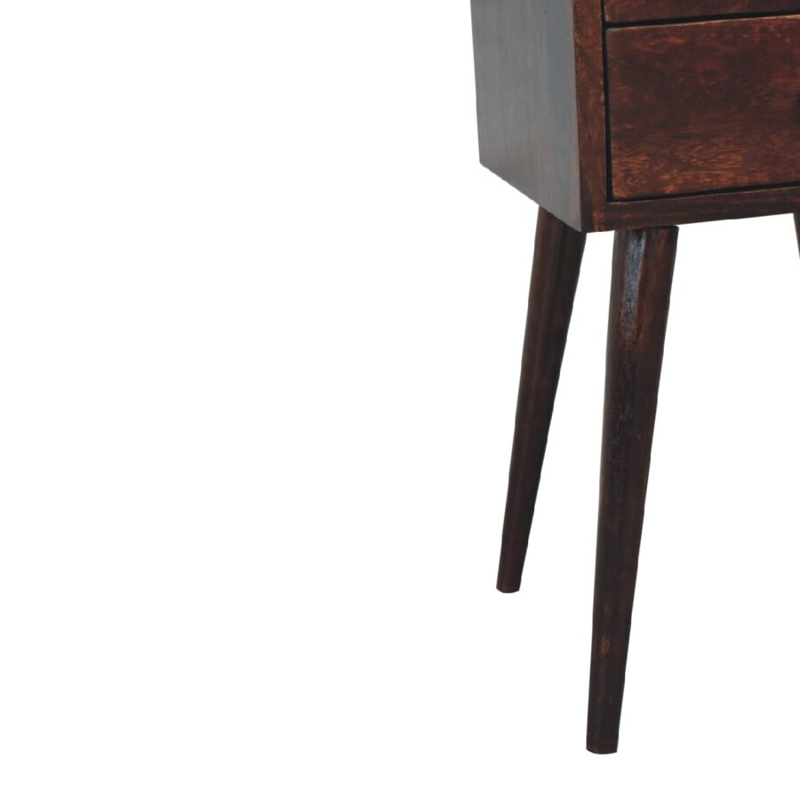 Wooden bedside table on white background