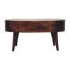 Vintage wooden coffee table on white background.