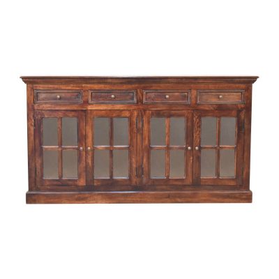 Antique wooden sideboard with glass doors