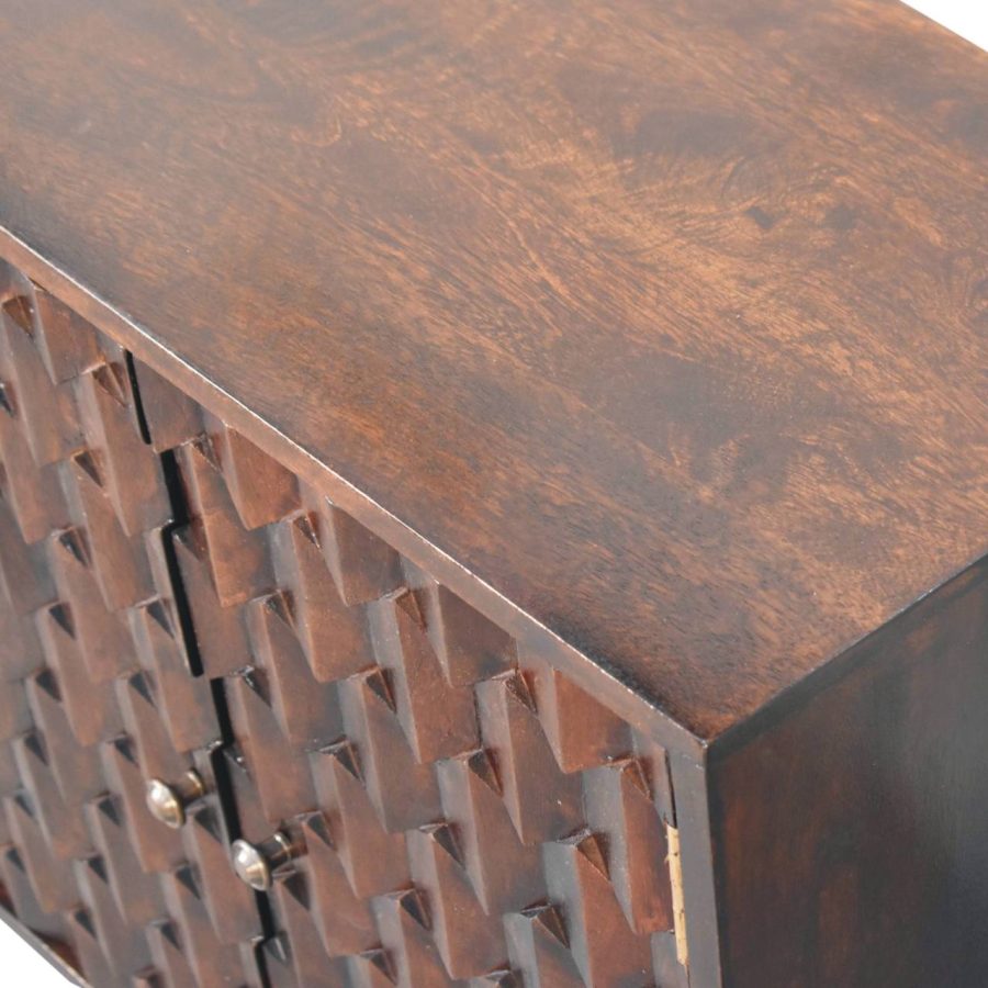 Mini Pineapple Carved Light Walnut Cabinet - Image 6