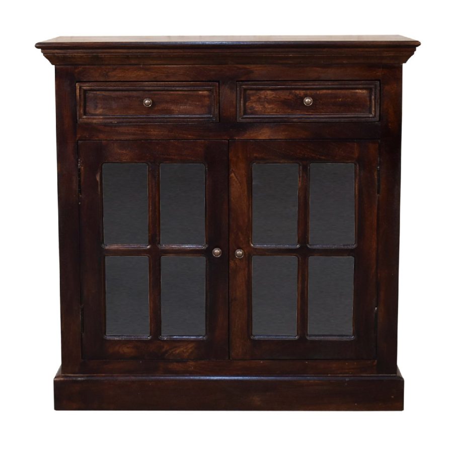 Antique wooden cabinet with glass doors