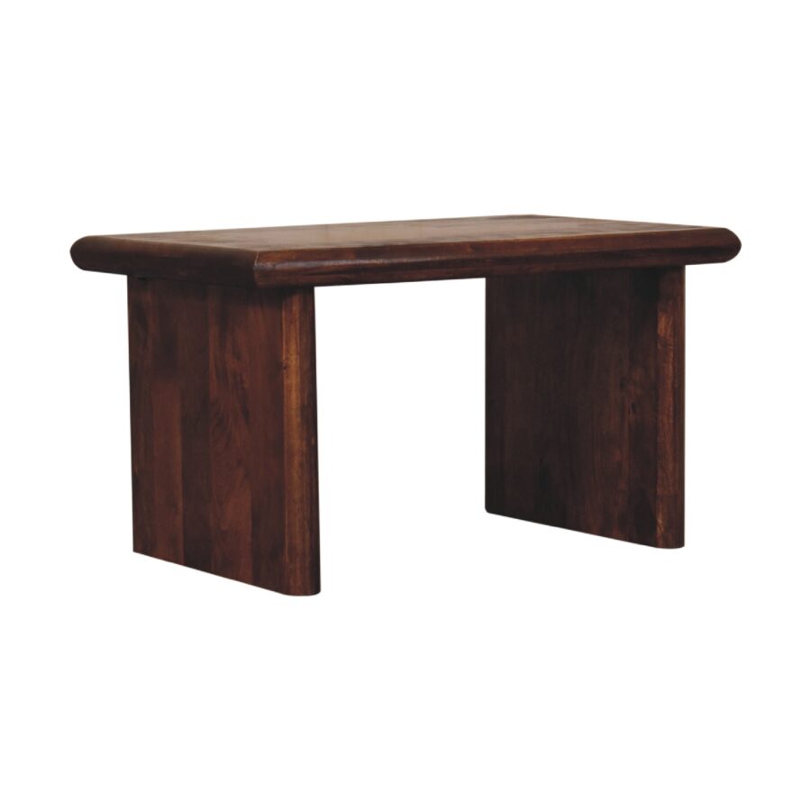 Wooden coffee table on white background.