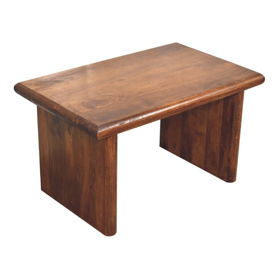 Wooden coffee table isolated on white background.