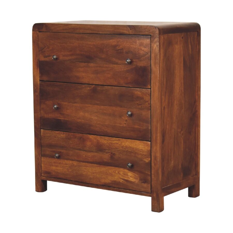 Wooden three-drawer chest furniture.