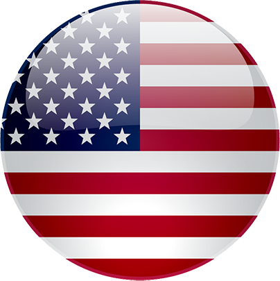 US flag in circular shape icon.