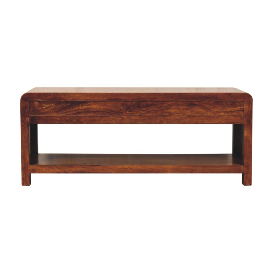Wooden coffee table on white background