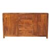 Wooden sideboard with drawers isolated on white background.