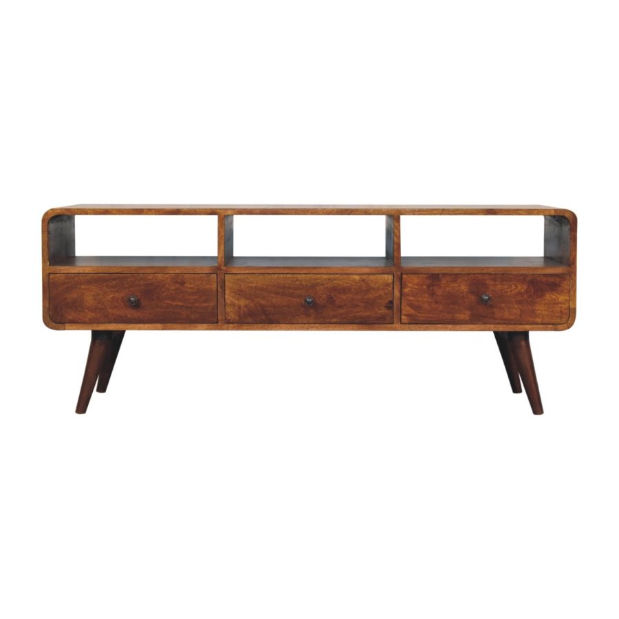 Trio Curved Chestnut Media Unit - Image 2