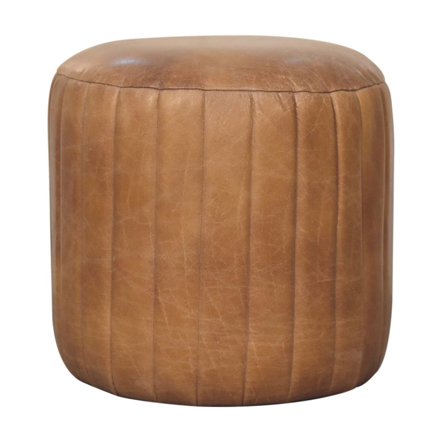 Buffalo Leather Boucle Footstool - Image 9