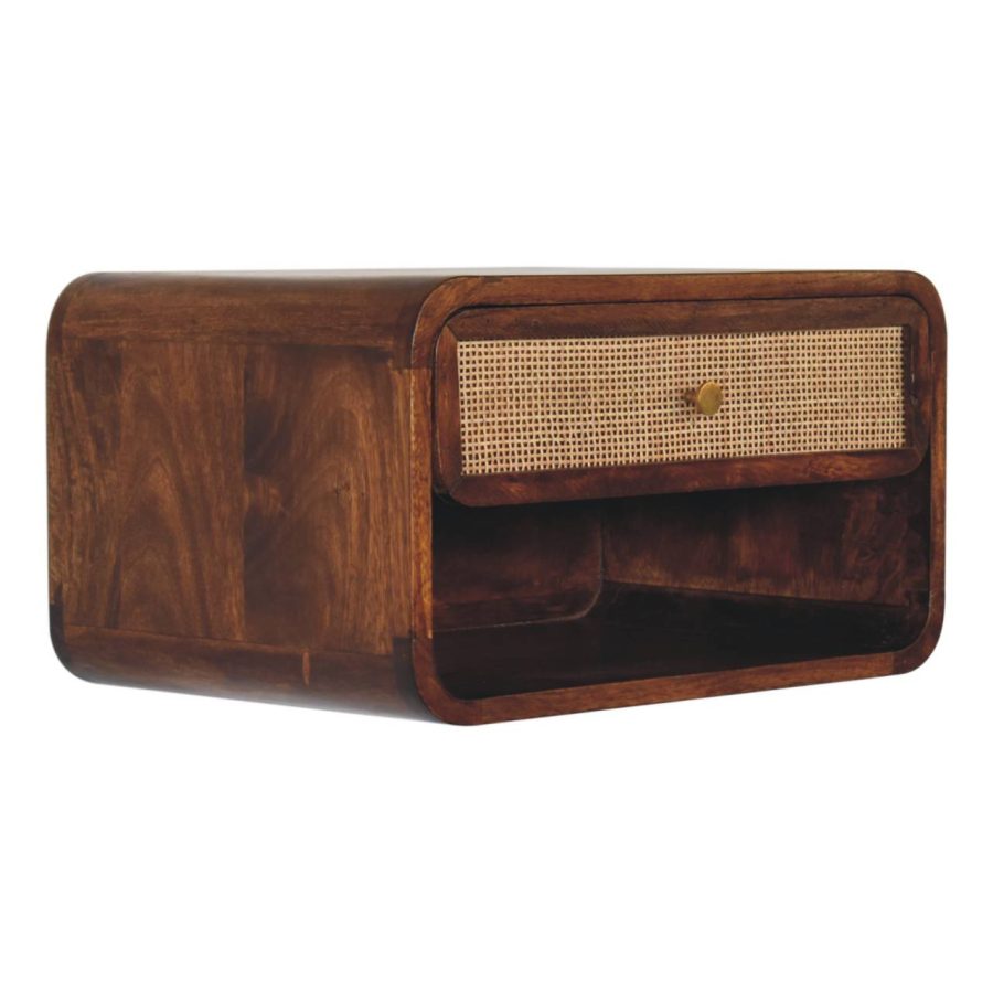Chestnut Wall Mounted Open Woven Bedside - Image 3