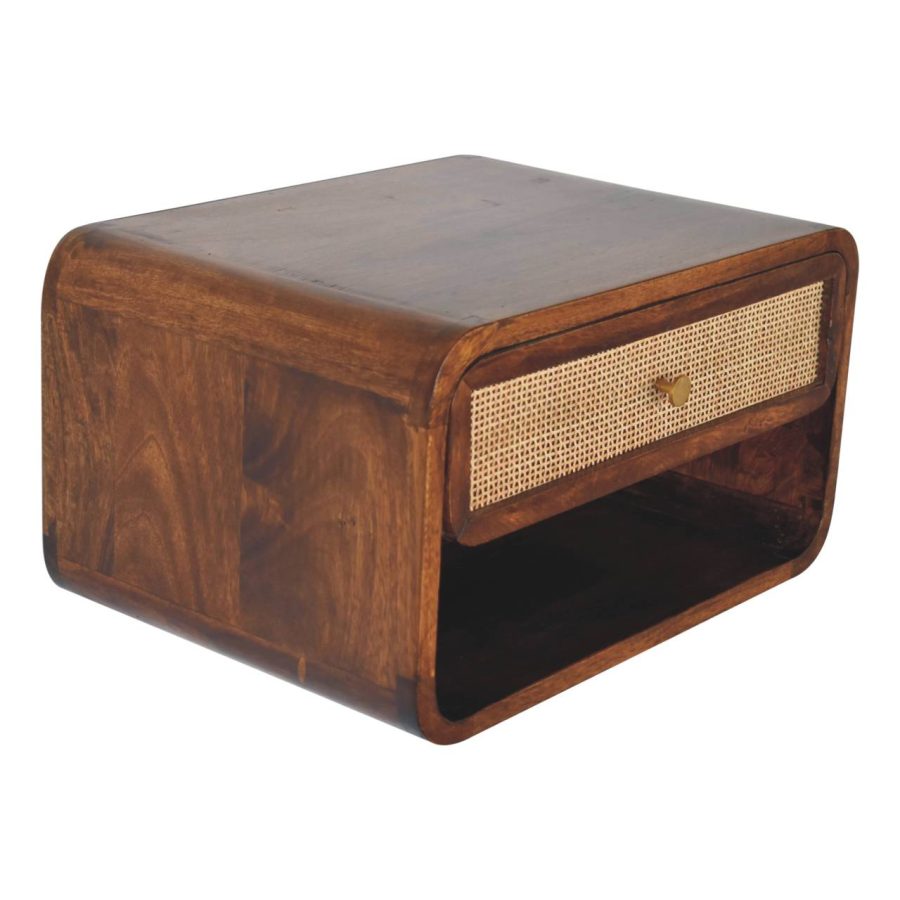 Chestnut Wall Mounted Open Woven Bedside - Image 6