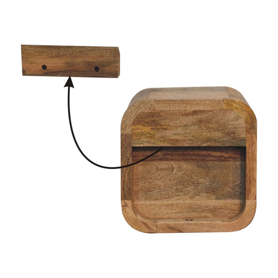 Extra Mini Curved Oak-ish Bedside with Open Slot - Image 11
