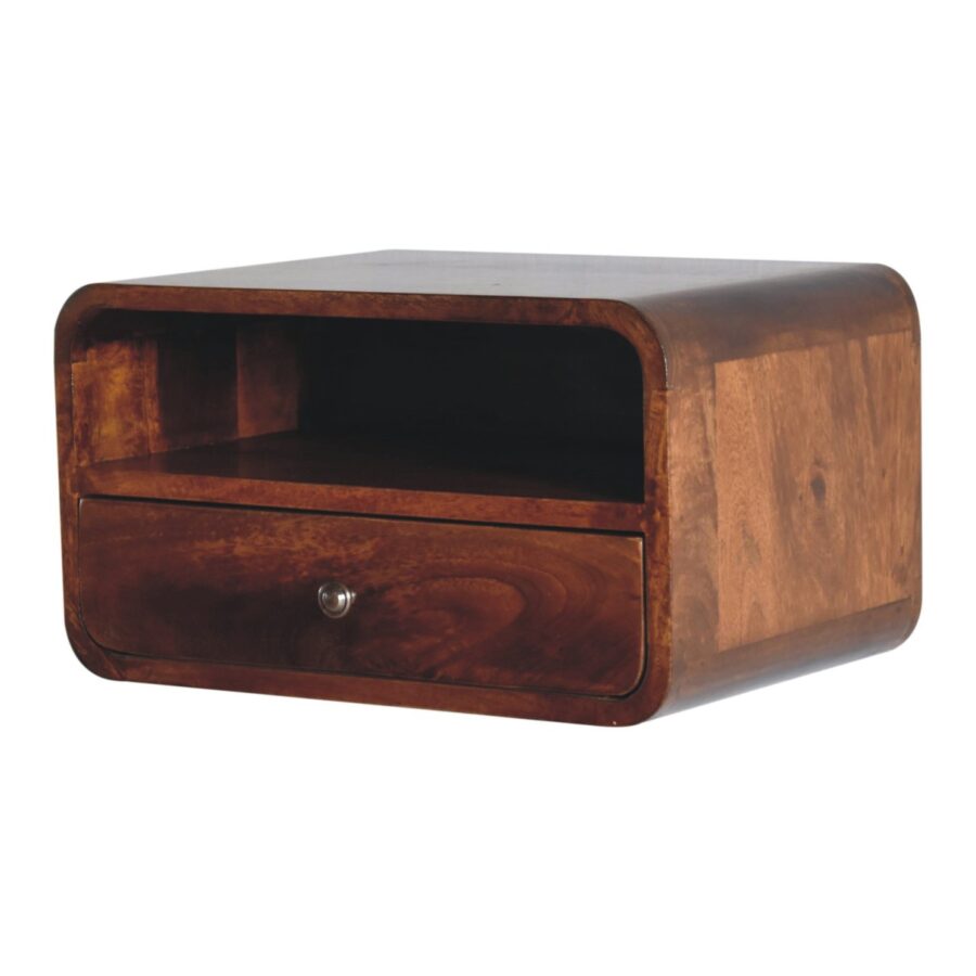 Large Chestnut Curve Upper Slot Floating Bedside - Image 3