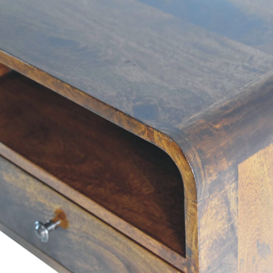 Large Chestnut Curve Upper Slot Floating Bedside - Image 6