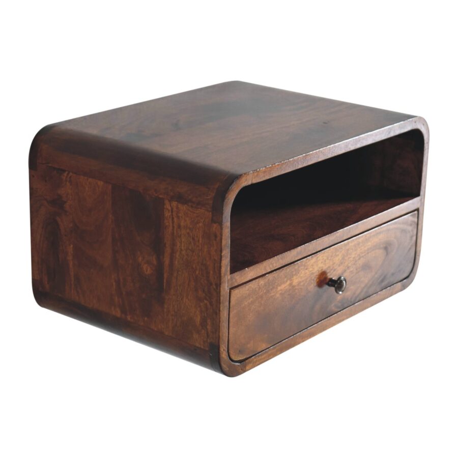 Large Chestnut Curve Upper Slot Floating Bedside - Image 7