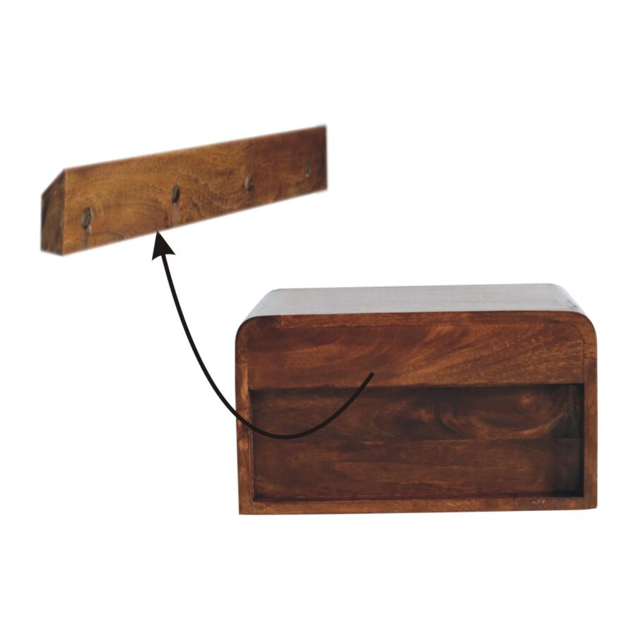 Chunky Chestnut 1 Drawer Wall Mounted Nightstand - Image 10