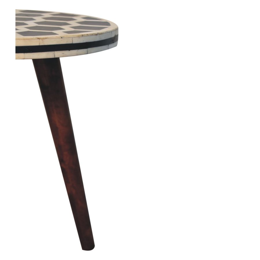 Bone Inlay Tripod Stool With Honey Caramel Finish - Image 6