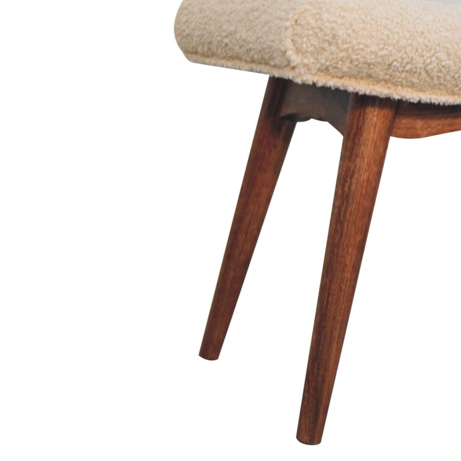 Honey Caramel Boucle Cream Curved Bench - Image 8