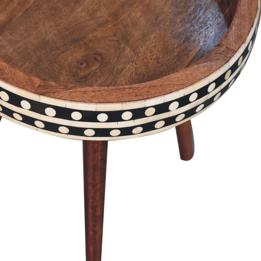 Honey Caramel Small Patterned Nordic Style End Table - Image 4