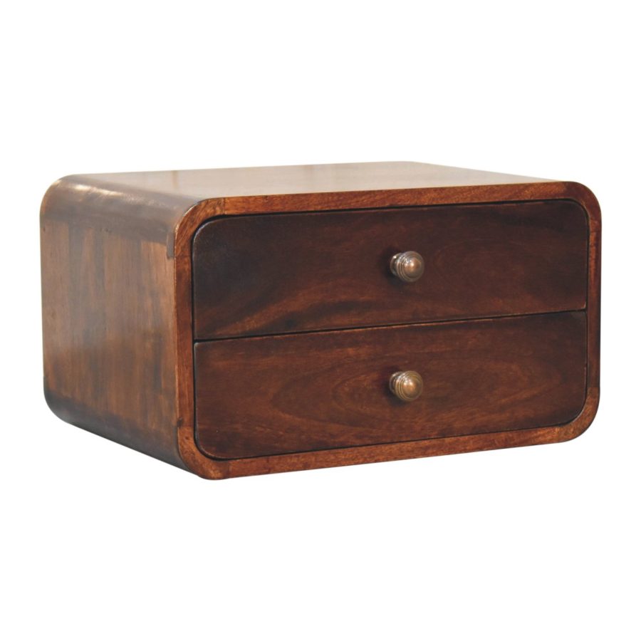 Curved California Walnut Wall Mounted Bedside - Image 4