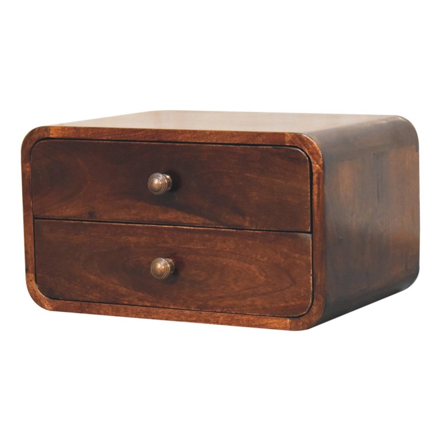 Curved California Walnut Wall Mounted Bedside - Image 5