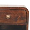 Mini Curved California Walnut Wall Mounted Bedside with Open Slot - Image 5