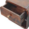 Mini Curved California Walnut Wall Mounted Bedside with Open Slot - Image 7