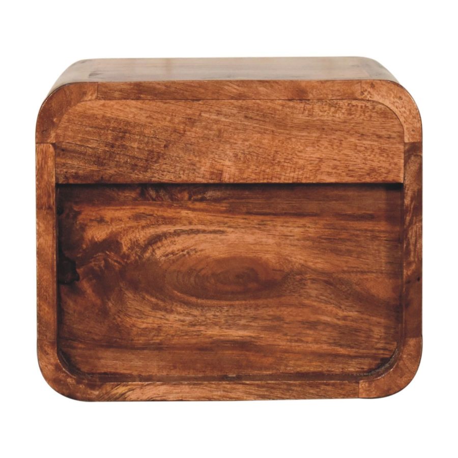Mini Honey Caramel Wall Mounted Bedside with Open Slot - Image 8