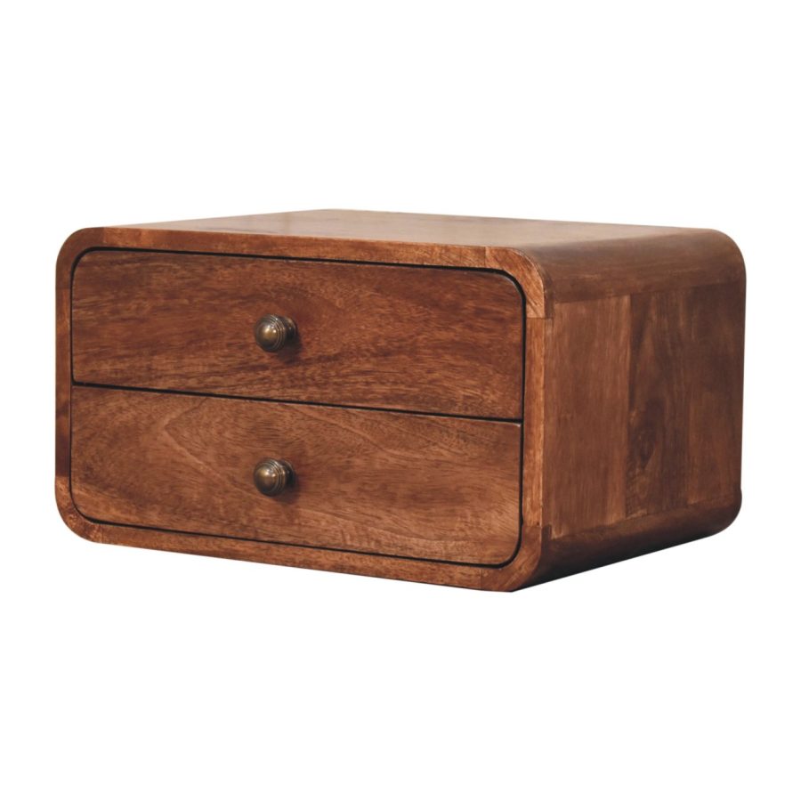 Honey Caramel 2 Drawer Floating Bedside - Image 3