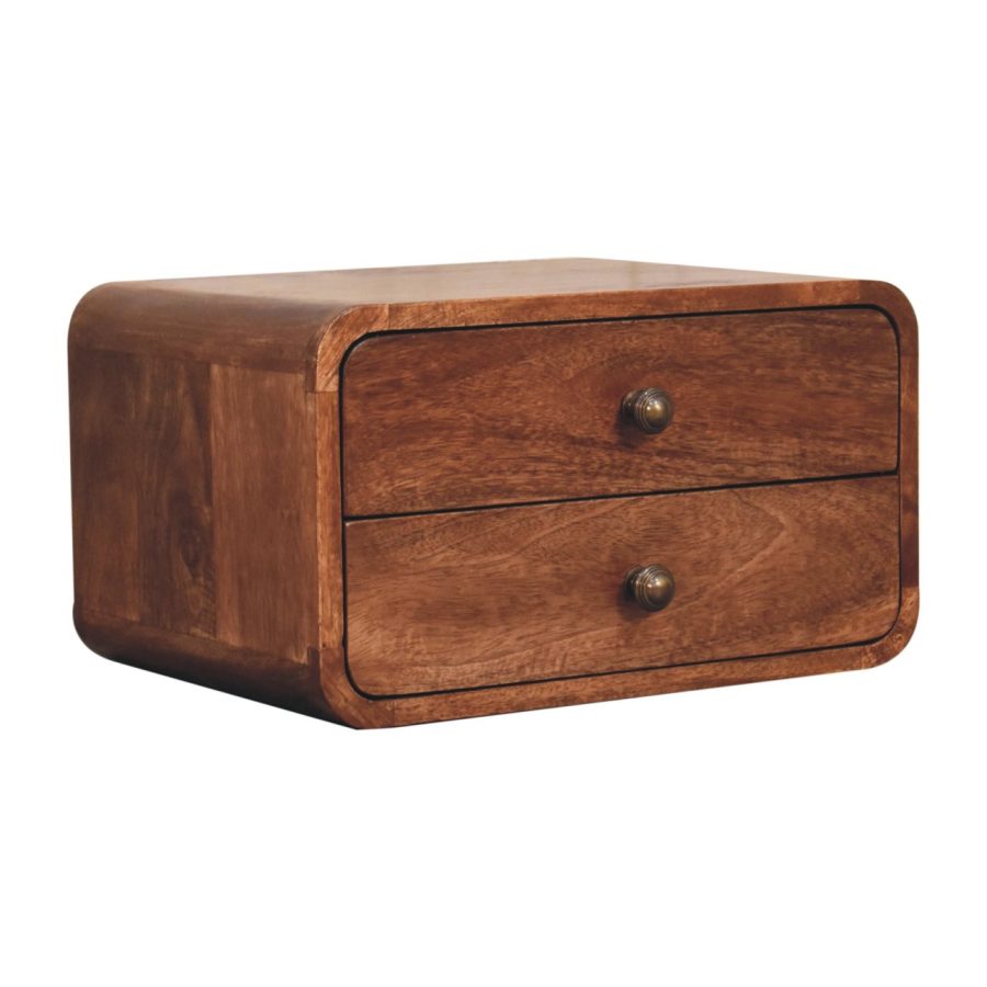 Honey Caramel 2 Drawer Floating Bedside - Image 4
