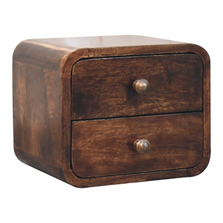 Mini Curved California Walnut Wall Mounted Bedside - Image 3