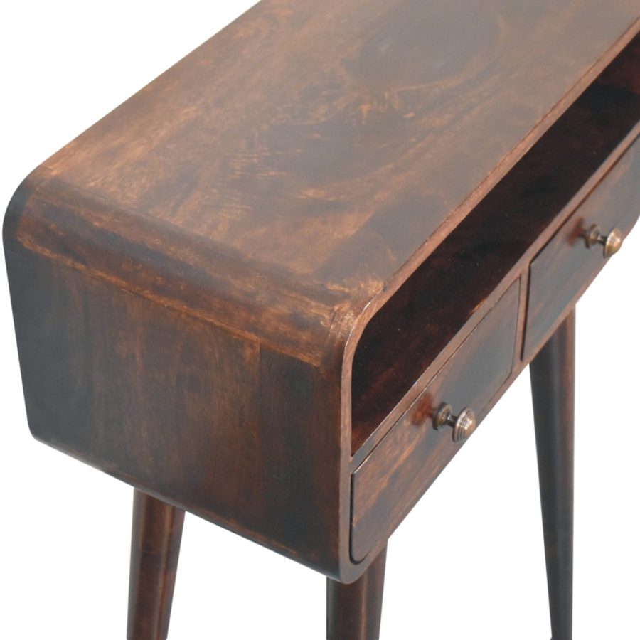 Mini California Walnut Curved Console Table - Image 6