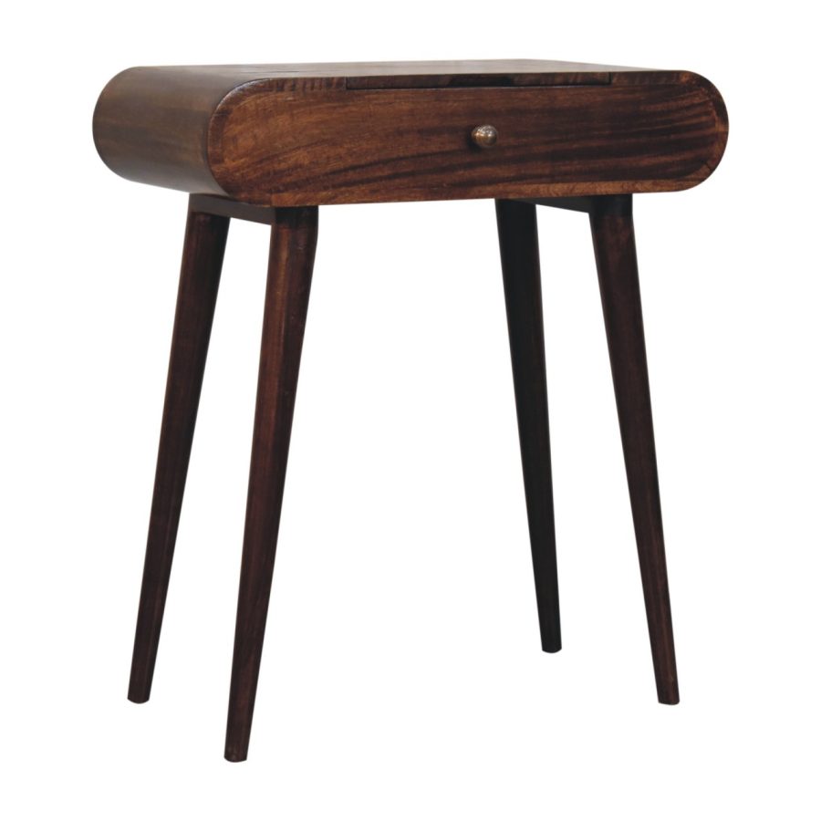 Mini California Walnut Dressing Table with Foldable Mirror - Image 4