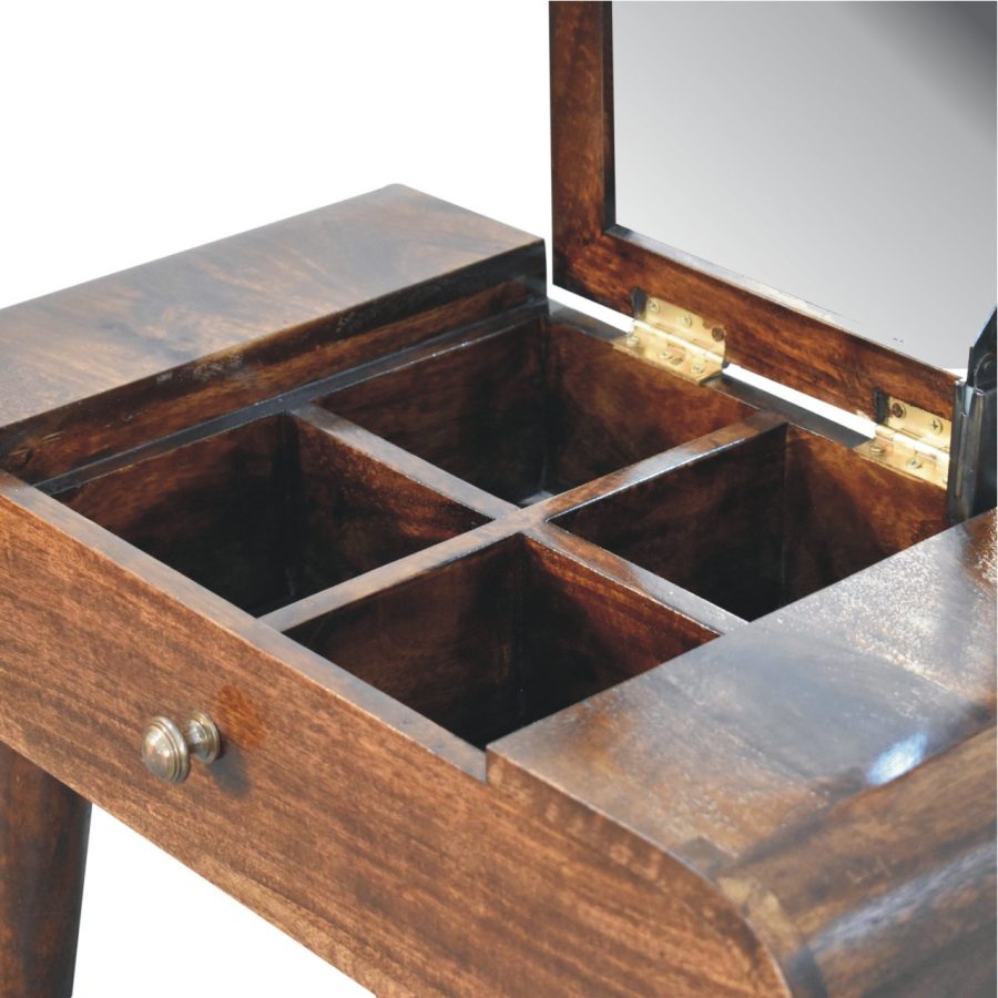 Mini California Walnut Dressing Table with Foldable Mirror - Image 7