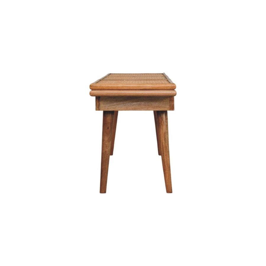Larissa Triple Accent Oak-ish Cane Bench - Image 9