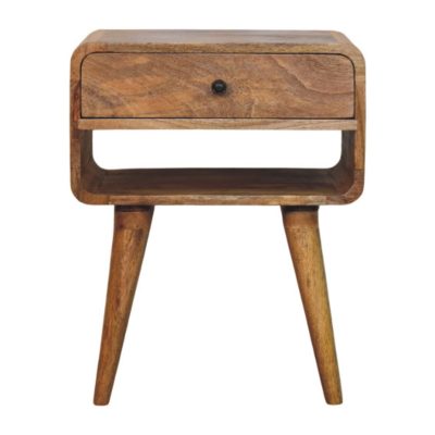 Avora Oak-ish Nightstand with Drawer and open slot