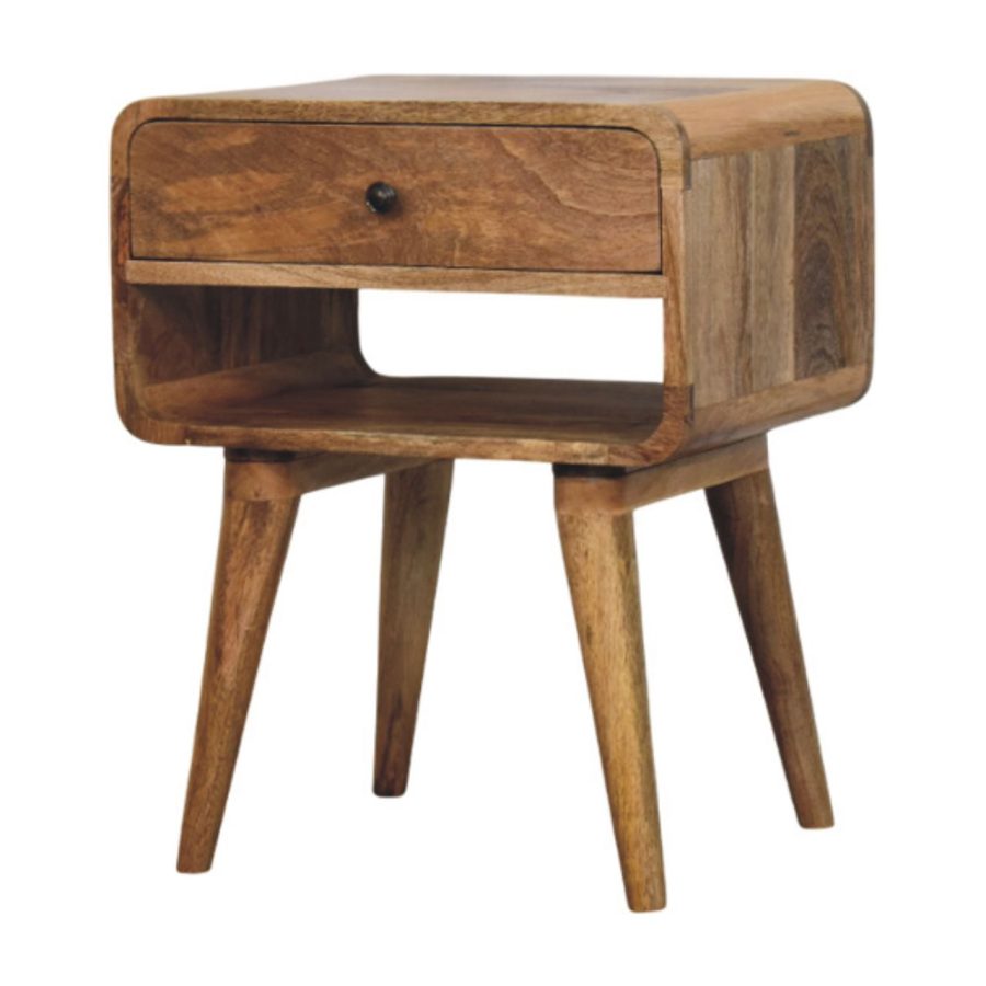 Avora Oak-ish Nightstand with Drawer and open slot - Image 3