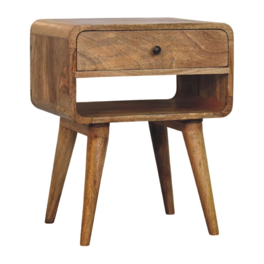 Avora Oak-ish Nightstand with Drawer and open slot - Image 4