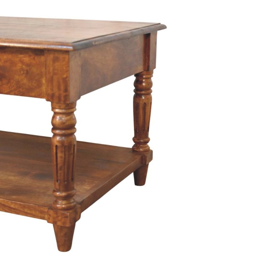 Turned legs Chestnut 2 Drawer Coffee Table - Image 8