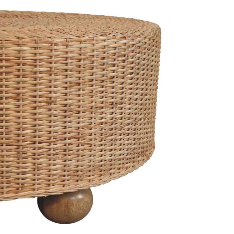 Regency Round Woven Coffee Table with Ball Feet - Image 4