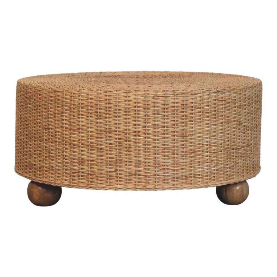 Regency Round Woven Coffee Table with Ball Feet - Image 7