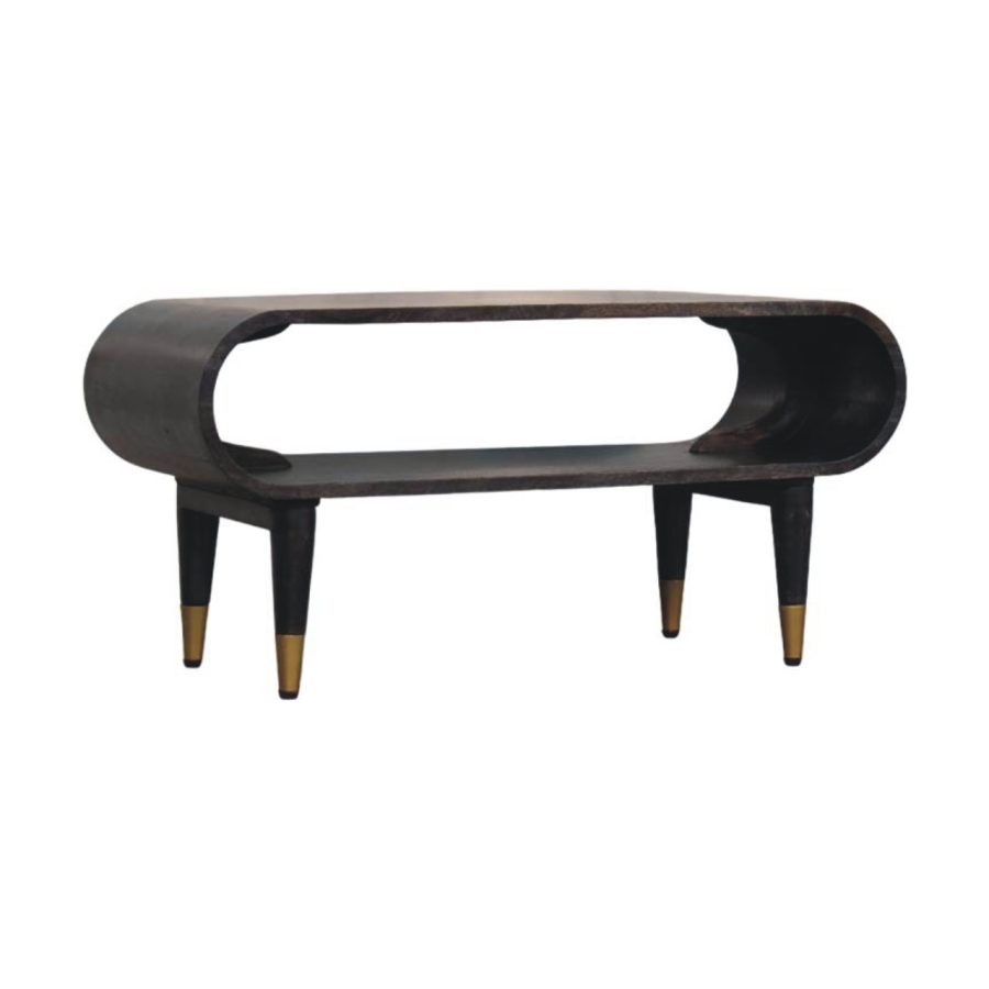 Curved Edge Console with Brass Accents - Image 2