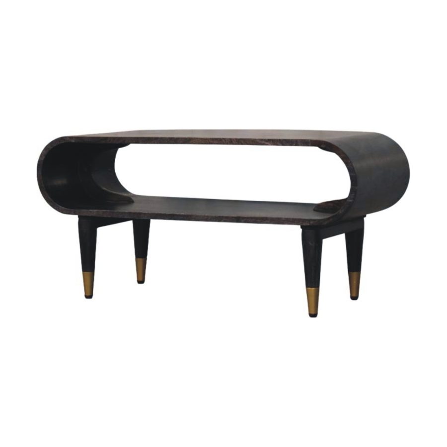 Curved Edge Console with Brass Accents - Image 3