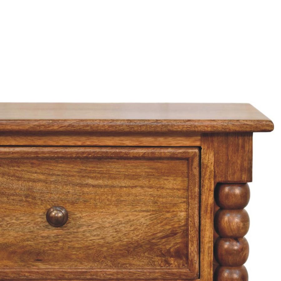 Spindle Leg Amber Oak Nightstand - Image 4