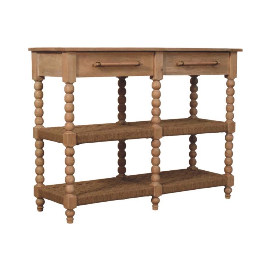 Savoy Bobbin Console with Jute Shelves - Image 2